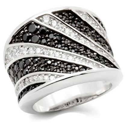 图片 0W242 - Brass Ring Rhodium + Ruthenium Women AAA Grade CZ Jet