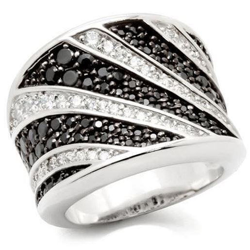 Picture of 0W242 - Brass Ring Rhodium + Ruthenium Women AAA Grade CZ Jet