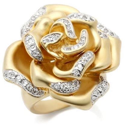 Picture of 0W250 - Brass Ring Matte Gold & Rhodium Women AAA Grade CZ Clear