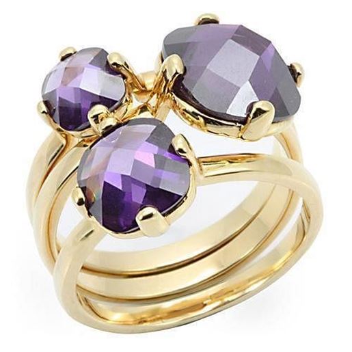 Picture of 0W259 - Brass Ring Gold Women AAA Grade CZ Amethyst