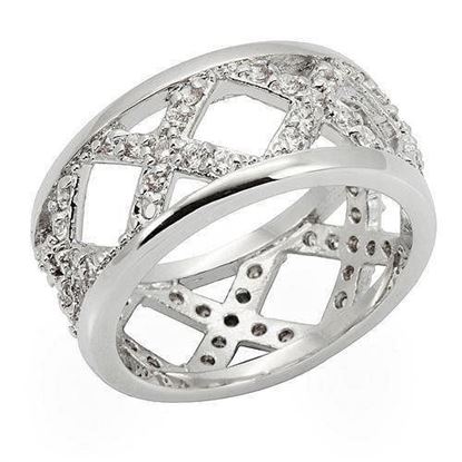 Picture of 0W266 - Brass Ring Rhodium Women AAA Grade CZ Clear