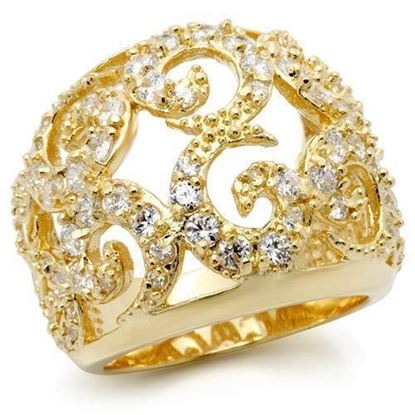Picture of 0W274 - Brass Ring Gold Women AAA Grade CZ Clear