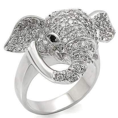 Picture of 0W280 - Brass Ring Rhodium Women Top Grade Crystal Jet