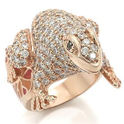 Picture of 0W283 - Brass Ring Rose Gold Women AAA Grade CZ Jet