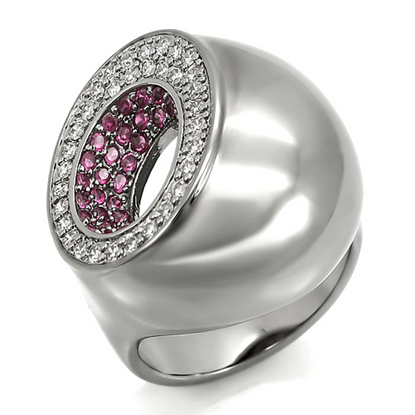 Picture of 0W304 - Brass Ring Ruthenium Women Synthetic Ruby