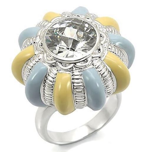 Picture of 0W308 - Brass Ring Rhodium Women AAA Grade CZ Clear