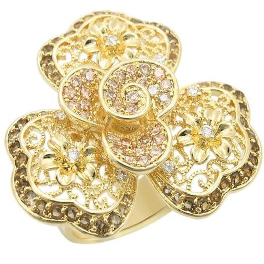 Picture of 0W312 - Brass Ring Gold Women AAA Grade CZ Multi Color