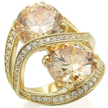 Picture of 0W314 - Brass Ring Gold Women AAA Grade CZ Champagne