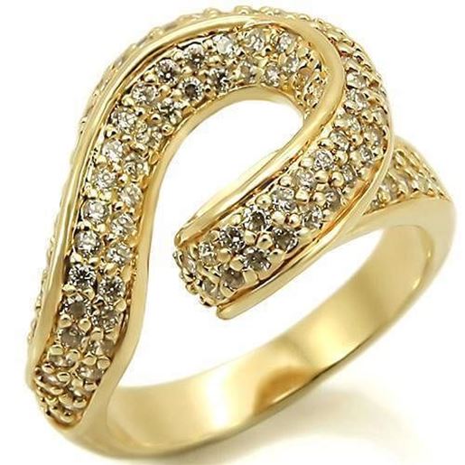 Picture of 0W317 - Brass Ring Gold Women AAA Grade CZ Clear