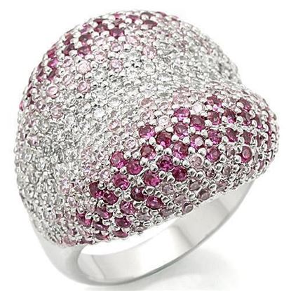 Picture of 0W322 - Brass Ring Rhodium Women AAA Grade CZ Multi Color