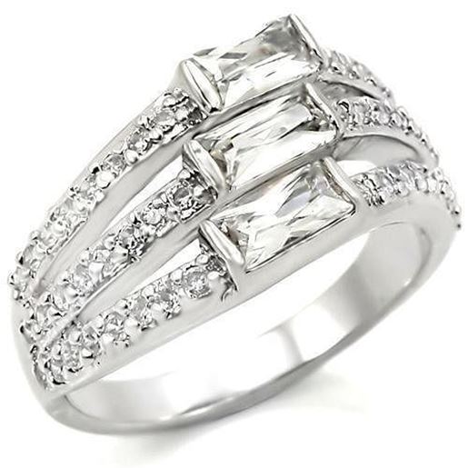 Picture of 0W331 - Brass Ring Rhodium Women AAA Grade CZ Clear