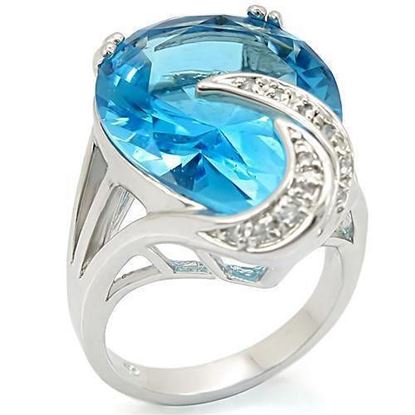 Picture of 0W343 - Brass Ring Rhodium Women Synthetic Sea Blue