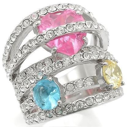 Picture of 0W350 - Brass Ring Rhodium Women AAA Grade CZ Rose