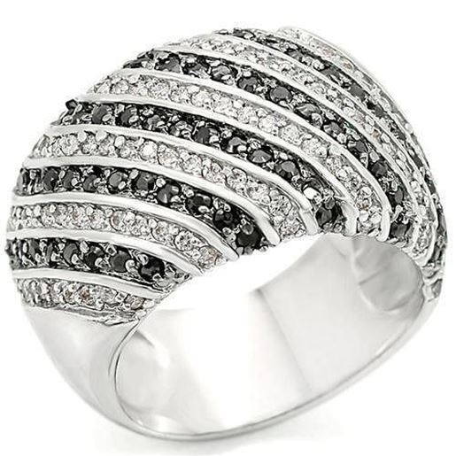 Picture of 0W351 - Brass Ring Rhodium + Ruthenium Women AAA Grade CZ Jet