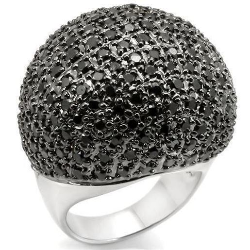 Picture of 0W362 - Brass Ring Rhodium + Ruthenium Women AAA Grade CZ Jet