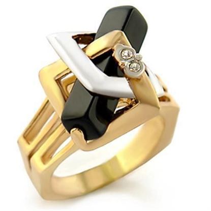 Picture of 10108 - Brass Ring Gold+Rhodium Women Semi-Precious Jet