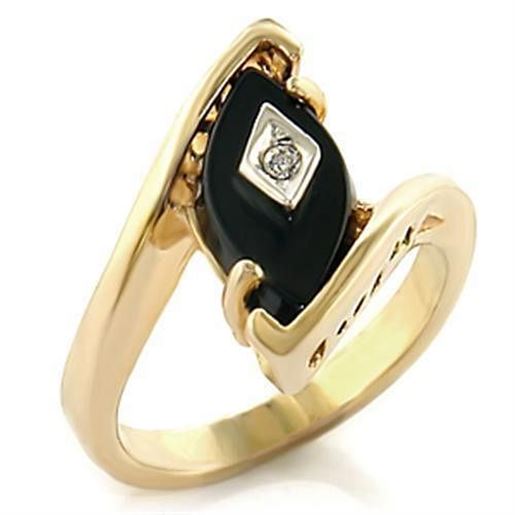 Picture of 10110 - Brass Ring Gold+Rhodium Women Semi-Precious Jet