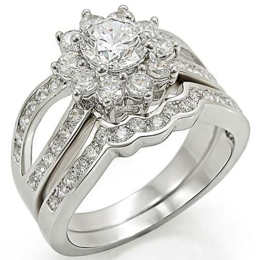 Picture of 1W008 - Brass Ring Rhodium Women AAA Grade CZ Clear