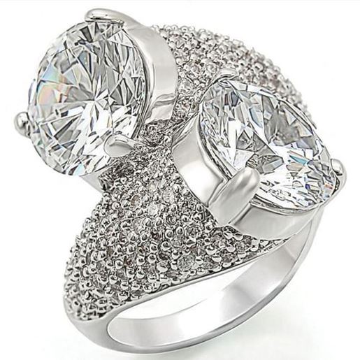 Picture of 1W015 - Brass Ring Rhodium Women AAA Grade CZ Clear