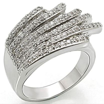 Picture of 1W018 - Brass Ring Rhodium Women AAA Grade CZ Clear