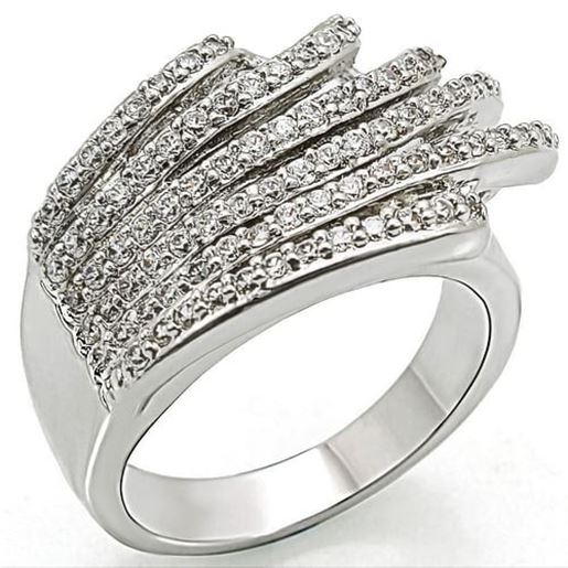 Picture of 1W018 - Brass Ring Rhodium Women AAA Grade CZ Clear