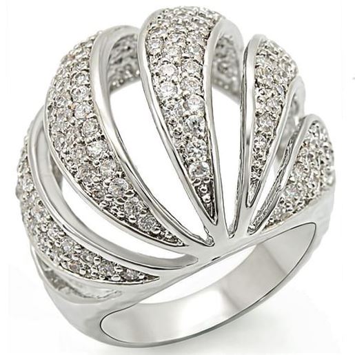 Picture of 1W019 - Brass Ring Rhodium Women AAA Grade CZ Clear