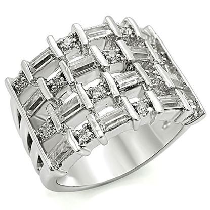 Picture of 1W024 - Brass Ring Rhodium Women AAA Grade CZ Clear