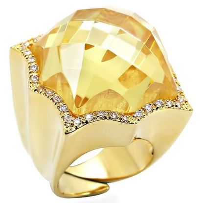 Picture of 1W030 - Brass Ring Gold Women AAA Grade CZ Citrine Yellow