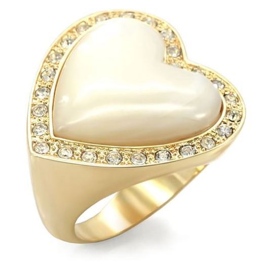 Picture of 1W043 - Brass Ring Gold Women Synthetic White