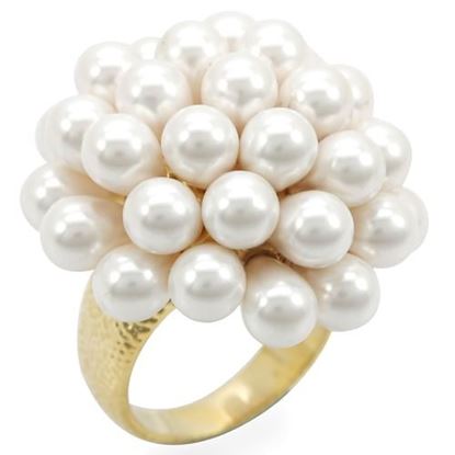 Picture of 1W052 - Brass Ring Gold Women Synthetic White