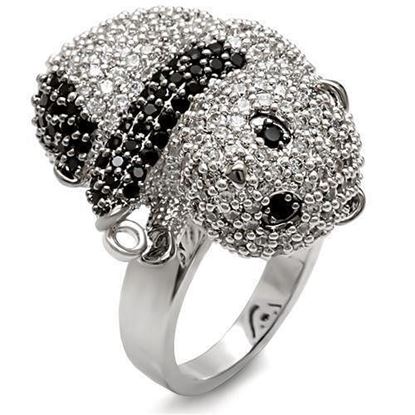 Picture of 1W083 - Brass Ring Rhodium + Ruthenium Women AAA Grade CZ Black Diamond