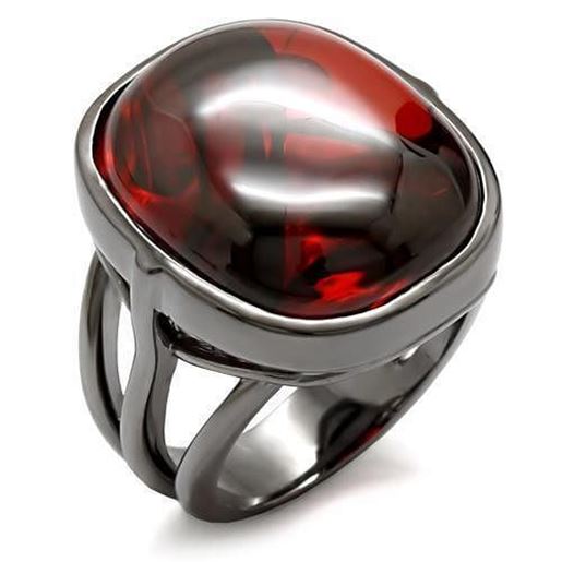 Picture of 1W100 - Brass Ring Ruthenium Women AAA Grade CZ Garnet