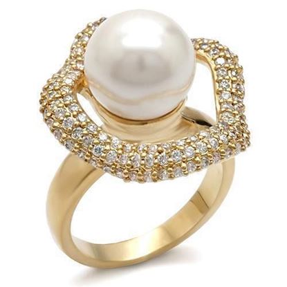 Picture of 1W103 - Brass Ring Gold Women Synthetic White