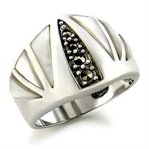 Picture of 20103 - 925 Sterling Silver Ring Antique Tone Women Precious Stone White