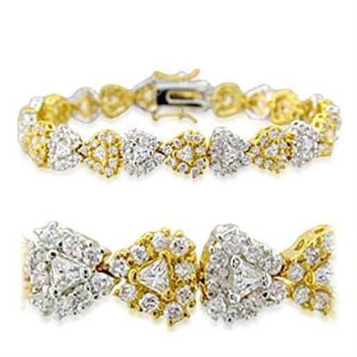 Picture of 23711 - Brass Bracelet Gold+Rhodium Women AAA Grade CZ Clear