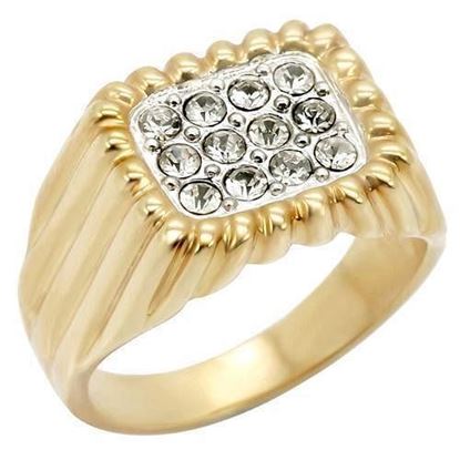 Picture of 2W039 - Brass Ring Gold+Rhodium Men Top Grade Crystal Clear