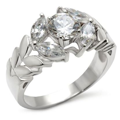 Picture of 30326 - 925 Sterling Silver Ring Matte Rhodium & Rhodium Women AAA Grade CZ Clear