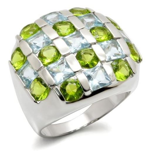 Picture of 30825 - 925 Sterling Silver Ring High-Polished Women AAA Grade CZ Multi Color