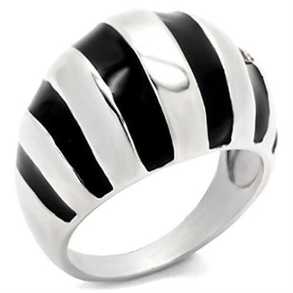 Picture of 30914 - 925 Sterling Silver Ring High-Polished Women Epoxy Jet