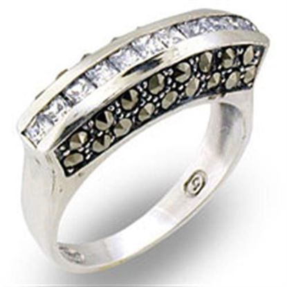 Picture of 31010 - 925 Sterling Silver Ring Antique Tone Women AAA Grade CZ Clear