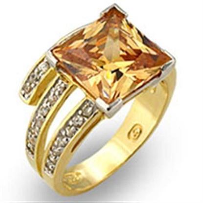 Picture of 31221 - 925 Sterling Silver Ring Gold+Rhodium Women AAA Grade CZ Champagne