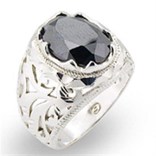 Picture of 31408 - 925 Sterling Silver Ring High-Polished Women AAA Grade CZ Jet