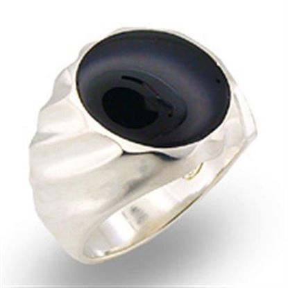 Picture of 31501 - 925 Sterling Silver Ring High-Polished Men Semi-Precious Jet