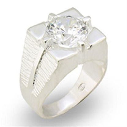 Picture of 31533 - 925 Sterling Silver Ring High-Polished Men AAA Grade CZ Clear