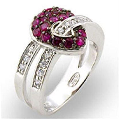 Picture of 31715 - 925 Sterling Silver Ring Rhodium + Ruthenium Women Synthetic Ruby