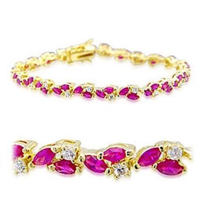 Picture of 32001 - Brass Bracelet Gold Women Synthetic Ruby