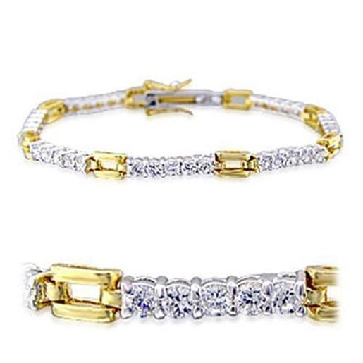 Picture of 32008 - Brass Bracelet Gold+Rhodium Women AAA Grade CZ Clear