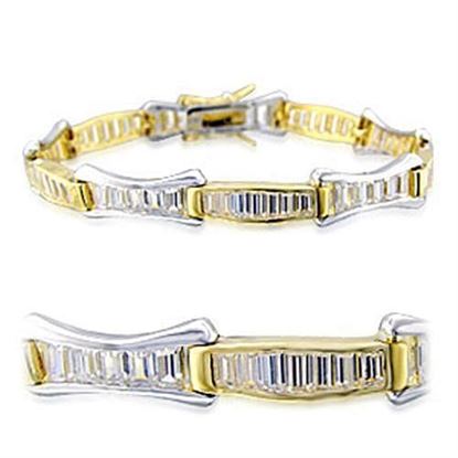 Picture of 32013 - Brass Bracelet Gold+Rhodium Women AAA Grade CZ Clear