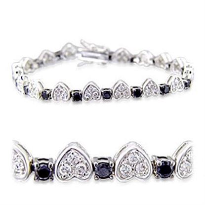 Picture of 32022 - Brass Bracelet Rhodium + Ruthenium Women AAA Grade CZ Jet