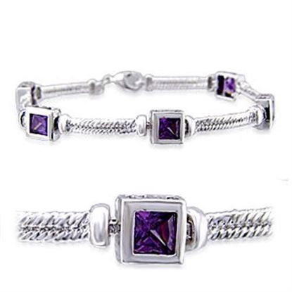 Picture of 32025 - Brass Bracelet Rhodium Women AAA Grade CZ Amethyst